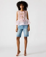 Steve Madden Women's Paulina Tie-Front Sheer Top