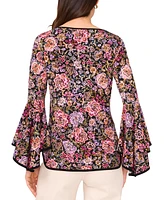 Sam & Jess Women's Floral-Print Bell-Sleeve Top