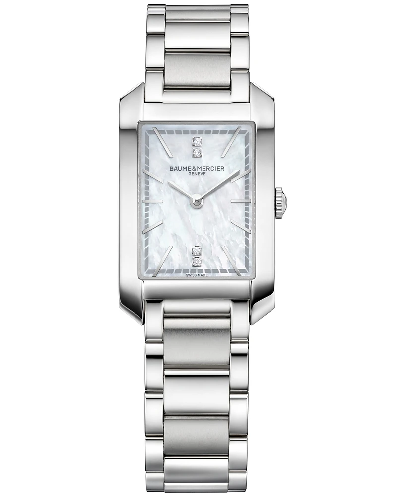 Baume & Mercier Women's Swiss Hampton Diamond Accent Stainless Steel Bracelet Watch 35x22mm