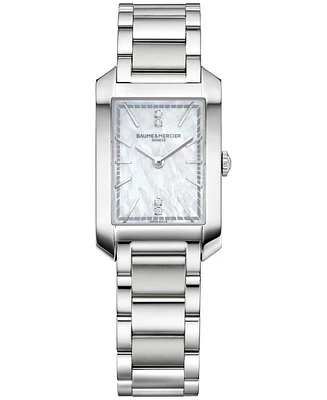 Baume & Mercier Women's Swiss Hampton Diamond Accent Stainless Steel Bracelet Watch 35x22mm