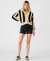 Steve Madden Women's Lucas Striped Knit Button-Front Cardigan