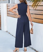 Cupshe Women's Elegant V Neck Sleeveless Tie Waisted Jumpsuit