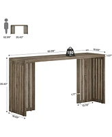 Tribesigns Bar Table, 63-Inch Counter Height Pub Table, Industrial Bar Height Table, Rectangular High Top Kitchen & Dining Counter Tables with Louvere