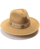 Vince Camuto Panama Hat with Metallic Embroidered Band
