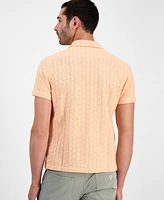 Guess Men's Wesley Short Sleeve Crochet Camp Shirt