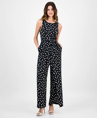 Connected Women's Printed Tie-Waist Sleeveless Jumpsuit