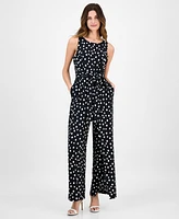 Connected Women's Printed Tie-Waist Sleeveless Jumpsuit
