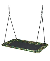 60 Inches Platform Tree Swing Outdoor with 2 Hanging Straps