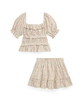 Polo Ralph Lauren Toddler and Little Girls 2-Piece Floral Top Skirt Set