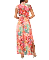 Msk Women's Smocked Waist Printed Wide-Leg Jumpsuit