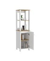 Depot E-shop New Haven Linen Single Door Cabinet, Two Interior Shelves, Two Open Shelves