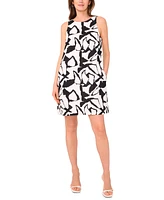 Msk Women's Printed Boat-Neck Shift Dress