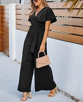 Cupshe Women's Flutter Sleeve V-Neck Tie-Waist Jumpsuit, Created for Macy's