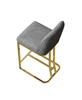 Set of 2 Upholstered Modern Bar Chairs with Metal Frame Counter Height Dining Stools for Kitchen Island Restaurant or Home Bar Seating-The Pop Home