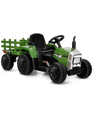 12V Ride on Tractor with 3-Gear-Shift Ground Loader for Kids 3+ Years Old