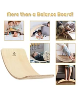 Wooden Wobble Balance Board Kids 35'' Rocker Yoga Curvy Board Toy with Felt Layer