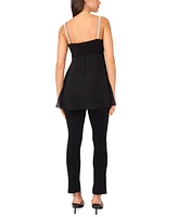 Msk Women's Rhinestone-Strap Overlay Tunic Top