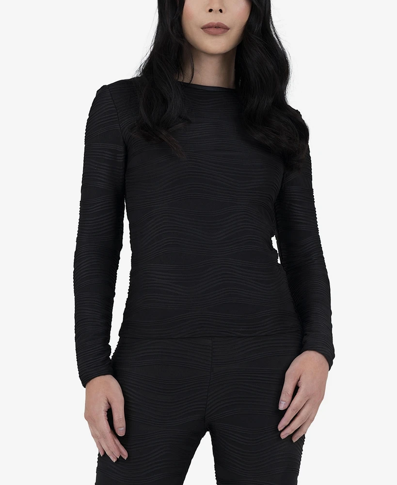 Terese Sydonna Women's Long-Sleeve Black Sculpting Knit Top