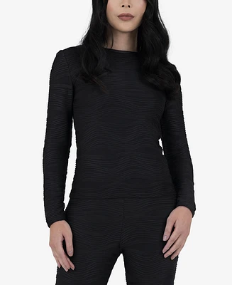 Terese Sydonna Women's Long-Sleeve Black Sculpting Knit Top