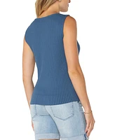 Liverpool Los Angeles Women's Sleeveless Boat Neck Rib Knit Top