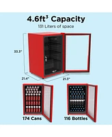 SnowLion Premium 131L Beverage Refrigerator 4.6 Cu.ft. Freestanding Mini Fridge With Glass Door in