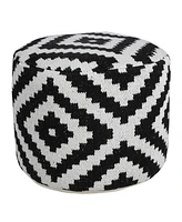 18" Black Cotton Blend Ottoman
