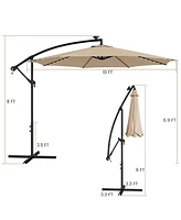 Gymax 10 Ft Offset Patio Umbrella Solar Powered Cantilever w/ 112 Led Lights