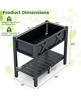 Hips Raised Garden Bed Poly Wood Elevated Planter Box-Black