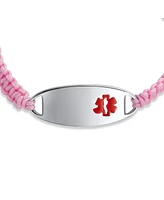 Bling Jewelry Medical Id Bracelet with Pink Braided Cord and Stainless Steel Clasp