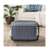 18" Blue 100% Cotton Ottoman