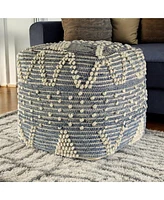 Soft Denim Square Pouf with Cotton Stitching for Lounge Area and Footrest