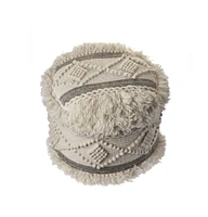 Round Wool Ottoman for Comfortable Footrest and Living Room Seating