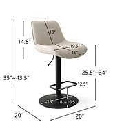Set of 2 Adjustable Fabric Bar Stools, 360° Swivel Height Chairs with Footrest for Kitchen Island-Maison Boucle