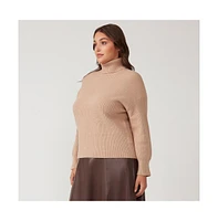 Estelle Plus Cadence Beige Turtle Neck Sweater Knit