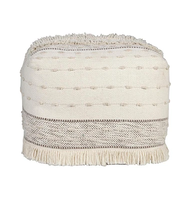 Cotton Striped Pouf Ottoman for Living Room and Bedroom Seating