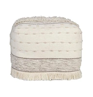 Cotton Striped Pouf Ottoman for Living Room and Bedroom Seating