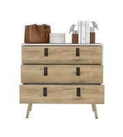 Wooden Three Drawer Dresser for Clothes and Bedroom Storage