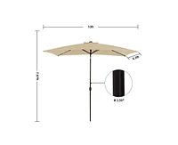Casainc Rectangular Lighted Led Outdoor Market Umbrella