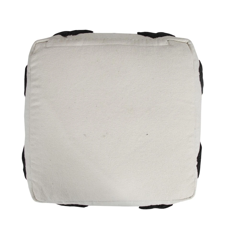 Round Cotton Ottoman for Living Room and Bedroom Seating