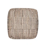 18" Brown Cotton Cube Geometric Pouf Ottoman