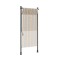 Outdoor Roller Blind Yellow and White 39.4"x106.3" Fabric&Steel