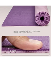 Sunny Health & Fitness Anti-Slip Dual Color Exercise Yoga Mat,Purple