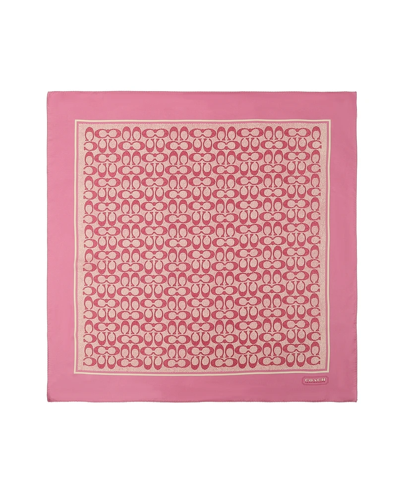 Coach Textured Signature Print Silk Square Scarf