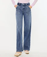 Kancan Women's High Rise Wide Leg Pull On Jeans