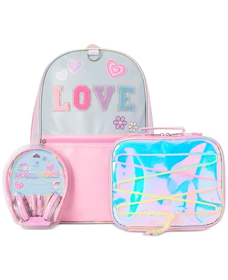 InMocean Big Girls Love Backpack, Lunch Bag & Headphone Set