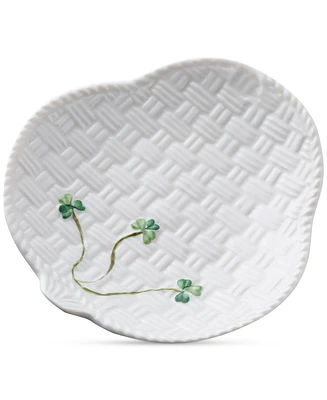 Belleek Pottery Shamrock Canape Plates, Set of 2