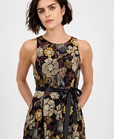 Tahari Asl Petite Embroidered Sleeveless Fit & Flare Dress
