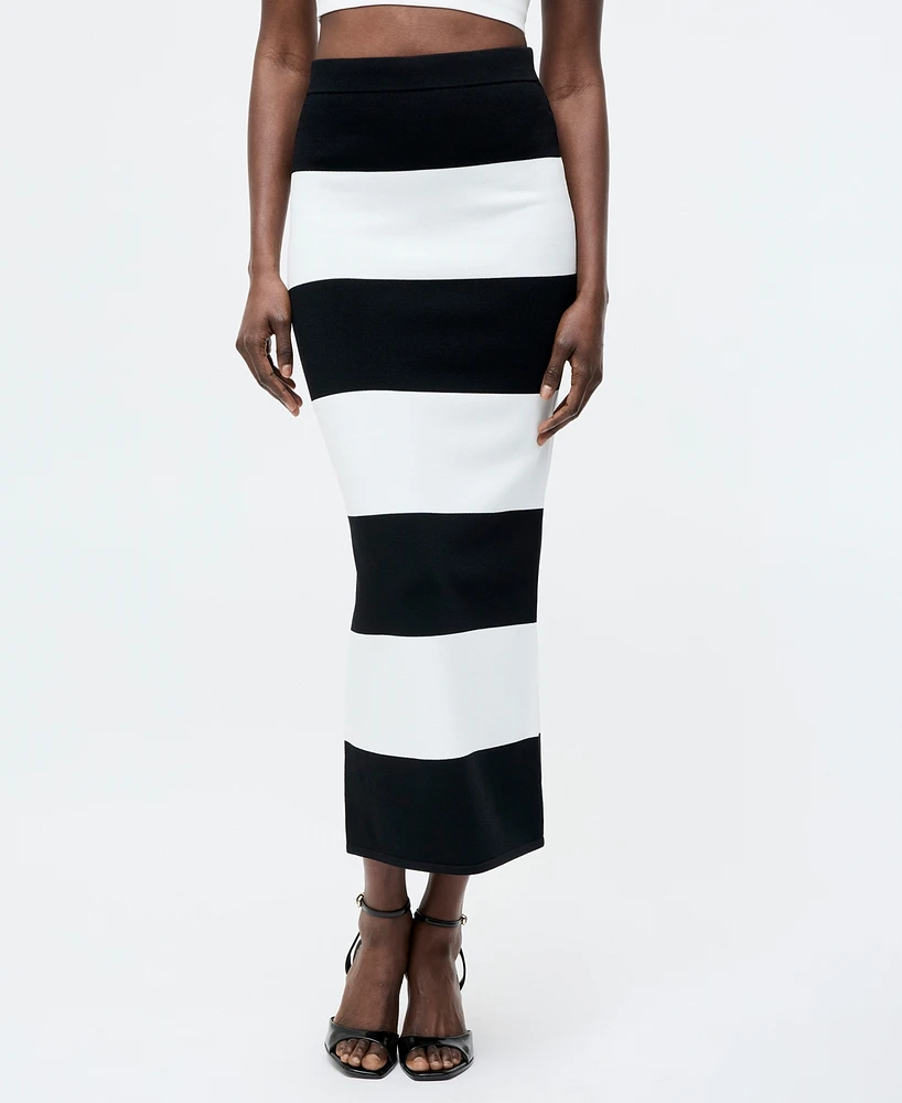 French Connection Women's Striped Bodycon Knit Maxi Skirt