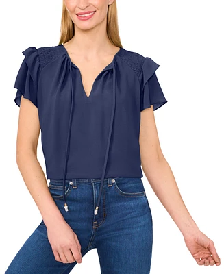 CeCe Women's Tie-Neck Tiered-Ruffle-Sleeve Blouse