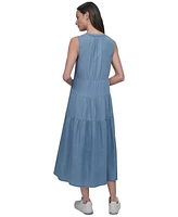 Dkny Jeans Women's Sleeveless Tiered Midi Dress